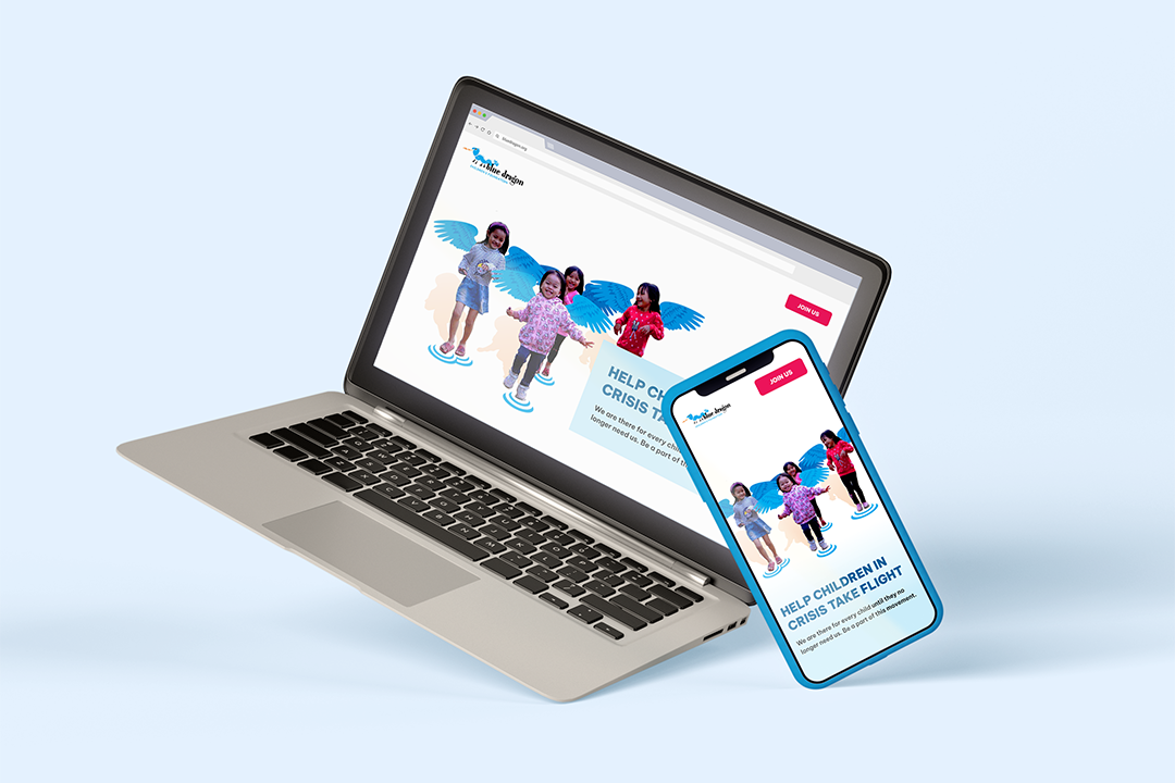 A landing page design on a laptop and phone.