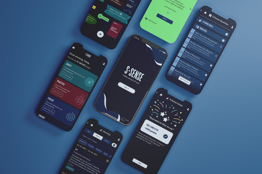 Phone mockup of the S-Sense app.