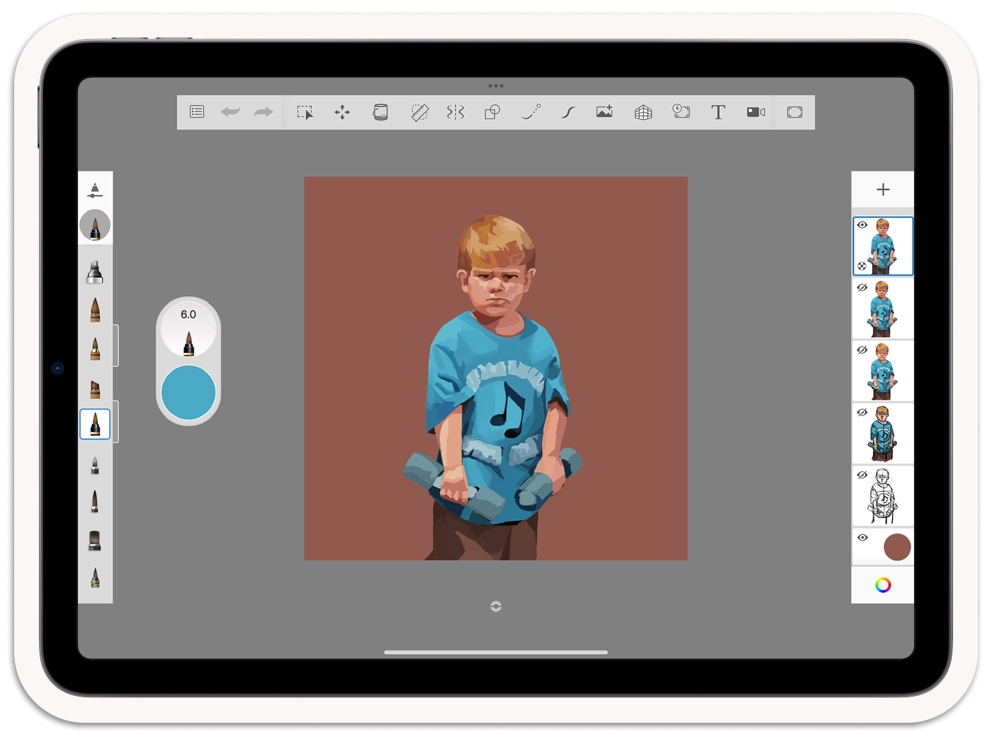 An iPad open to a drawing software.