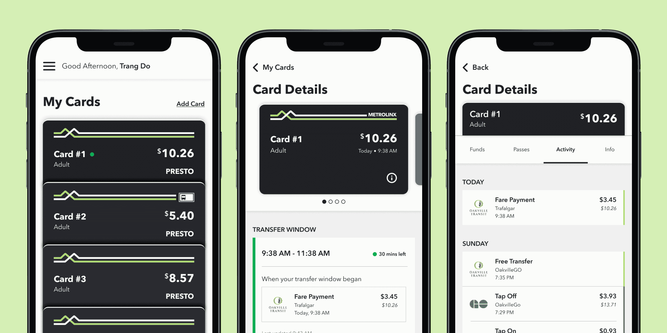 The redesigned cards in the PRESTO app.